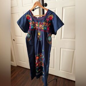 Authentic Mexican colorful embroidered Oaxaca dress size small